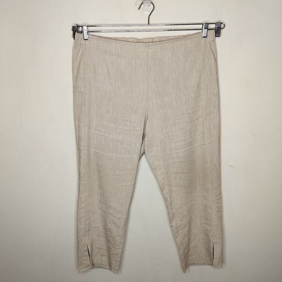 J. Jill Stretch Linen Pants Pull On High Rise Cropped Pockets - Picture 1 of 7